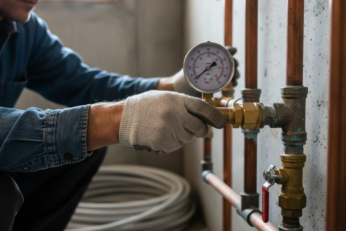 Pressure testing a repaired line during Water Line Repair in Vincennes